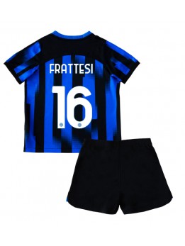 Inter Milan Davide Frattesi #16 Heimtrikotsatz für Kinder 2023-24 Kurzarm (+ Kurze Hosen)